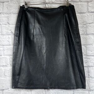 Vintage Natural Comfort New York Black Leather Pencil Skirt Size 4 Zippered